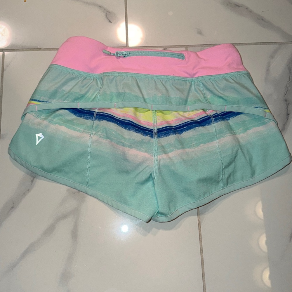 Ivivva By Lululemon Speedy Turquoise & Pink Running Athletic Shorts Girls 10